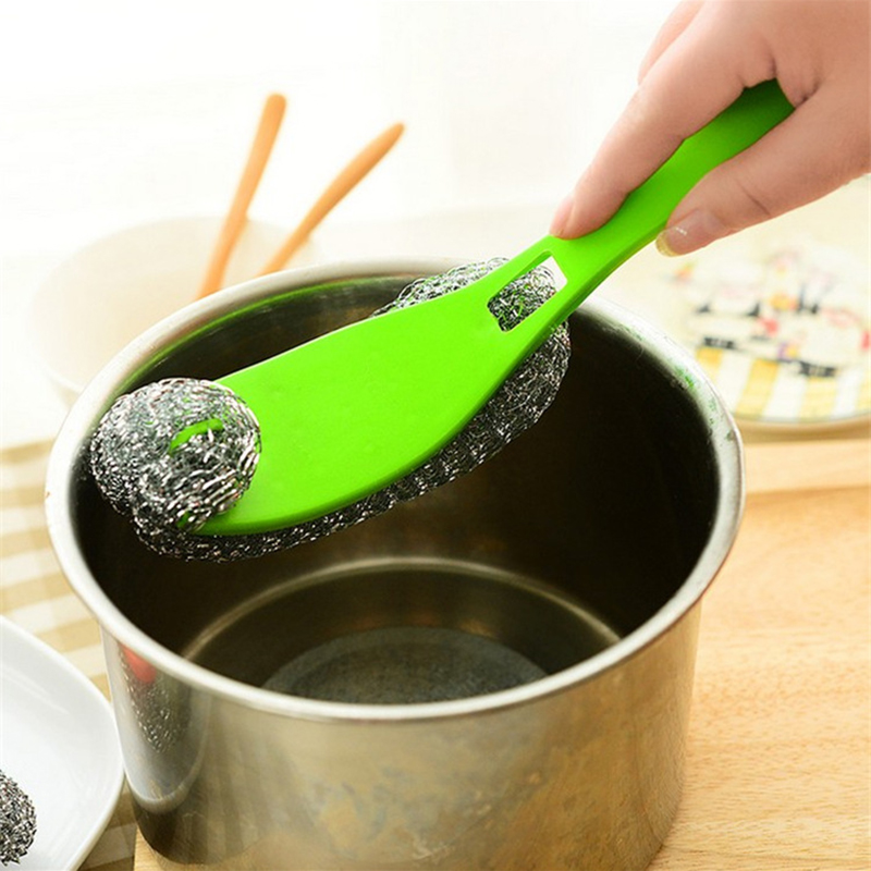Miếng Chà Nồi Bằng Thép Không Gỉ Có Tay Cầm Dài Tiện Dụng