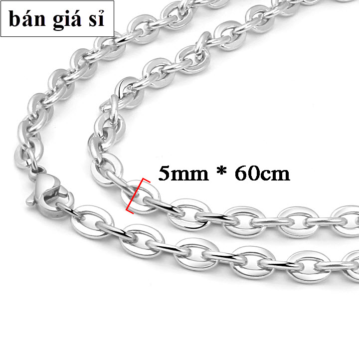 Dây Chuyền Nam Titan Đảm Bảo Không Đen, Không Rỉ, Sét Giá Hủy Diệt - Chữ Cong 5mm