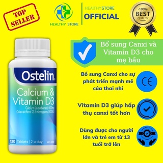 Canxi bầu Ostelin Calcium & Vitamin D3, Úc (130 viên) bổ sung Canxi, D3 cho bà bầu, mẹ cho con bú