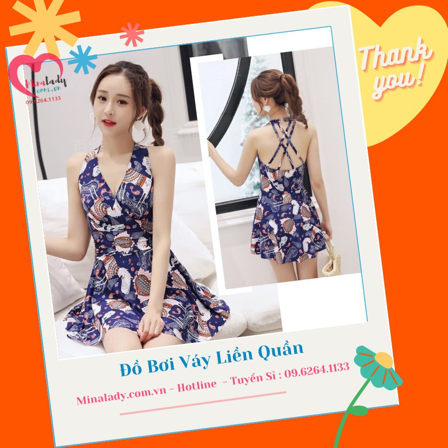 Váy đi biển, đồ bơi nữ có quần liền thân ( Họa tiết hình khối) - Hàng sẵn Có clip sexy | BigBuy360 - bigbuy360.vn