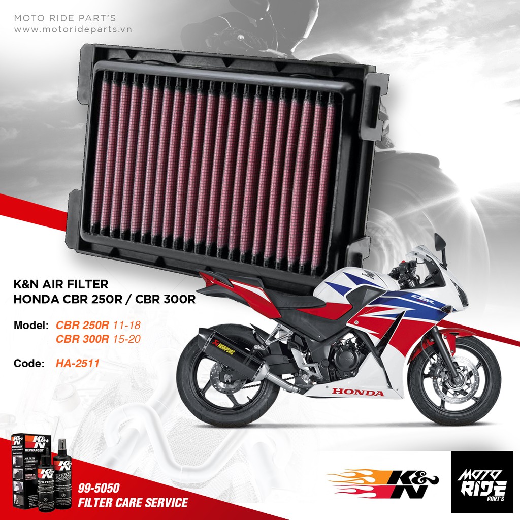 K&amp;N HA-2511 LỌC GIÓ ĐỘ CHO HONDA CBR 250R / CBR 300R