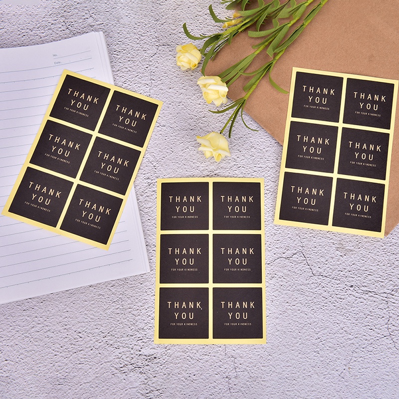 Bộ 60 Miếng Dán Trang Trí Bánh Chữ Thank You Bằng Giấy Kraft