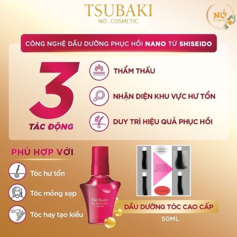 (11/2024)Dầu Dưỡng Tóc Tsubaki phục hồi hư tổn 50ml, Dầu Dưỡng Tóc Cao cấp Tsubaki Nhật Bản