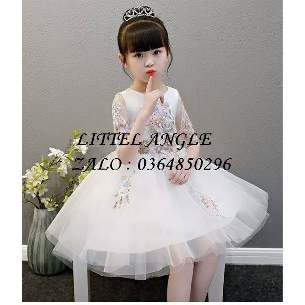 đầm trắng ngắn cho bé gái