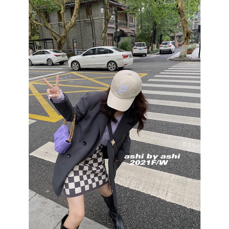 Chân váy chữ A họa tiết kẻ ô vuông thời trang nữ tính