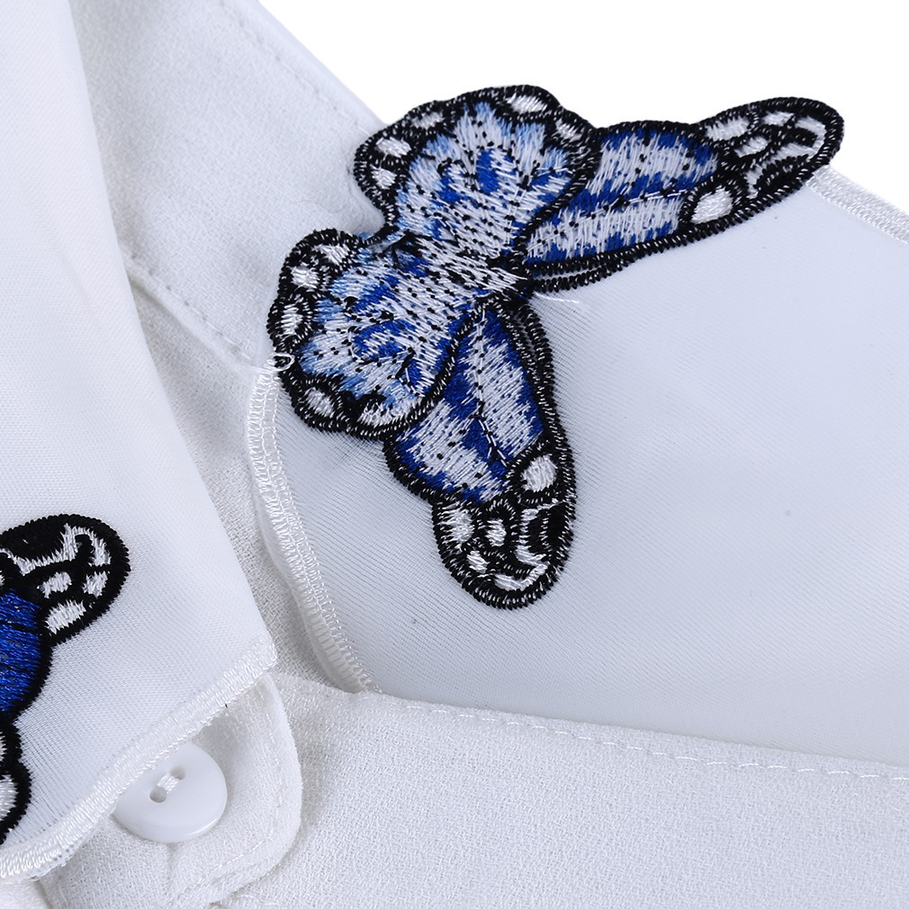 Áo sơ mi dài tay thêu họa tiết cánh bướm phong cách trẻ trung dành cho nữ