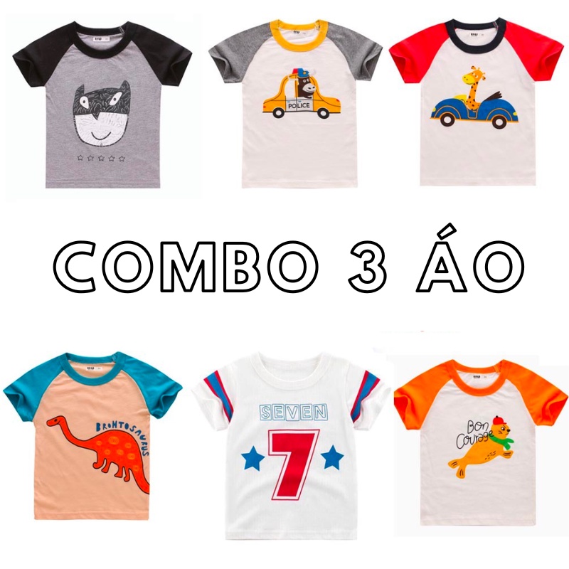 COMBO 3 Áo Bé Trai, Bé Gái 27KIDS, Áo Thun Cho Trẻ Em Chất Liệu Cotton In Hình Độc Đáo