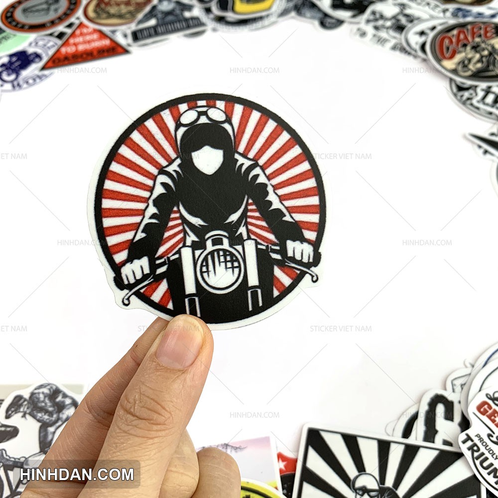 Sticker xe CAFE RACER decal hình dán chống nước trang trí xe, laptop, nón bảo hiểm