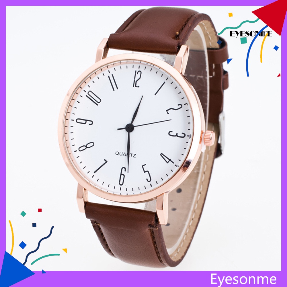 Đồng Hồ Đeo Tay Unisex Mặt Tròn, Dây Giả Da