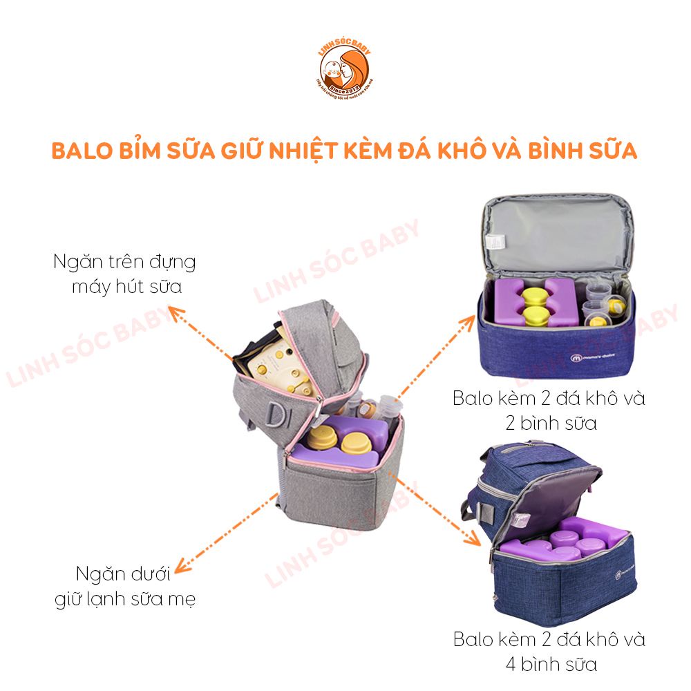 Bộ bảo quản sữa mẹ, giữ lạnh sữa mẹ đến 14 giờ, túi giữ nhiệt, balo đa năng giữ nhiệt, đá khô và bình trữ sữa