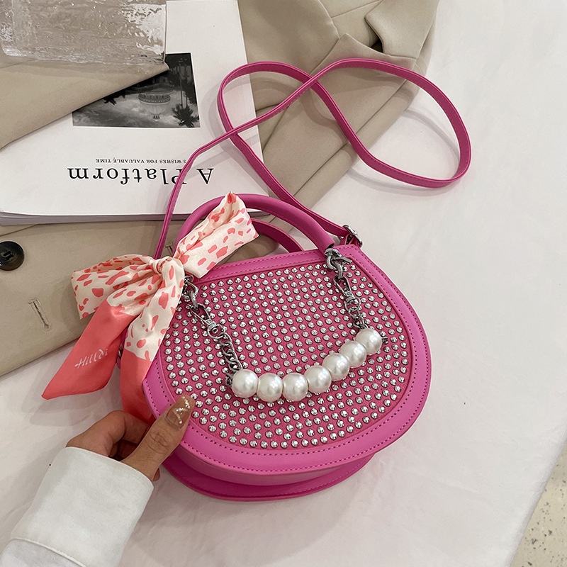 Ielgy Túi Xách Yên Ngựa Đính Kim Cương Sáng Lấp Lánh Kiểu niche Cho Nữ