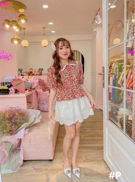 Set bộ nữ , Sét áo hoa chân váy phối ren Siêu Xinh (Ảnh thật +video)