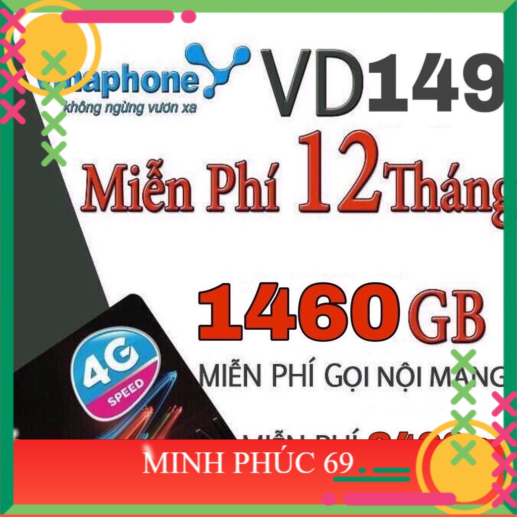 Sim 4G vina VD89 (D60G), VD149 đăng kí trọn gói 1 năm không nạp tiền