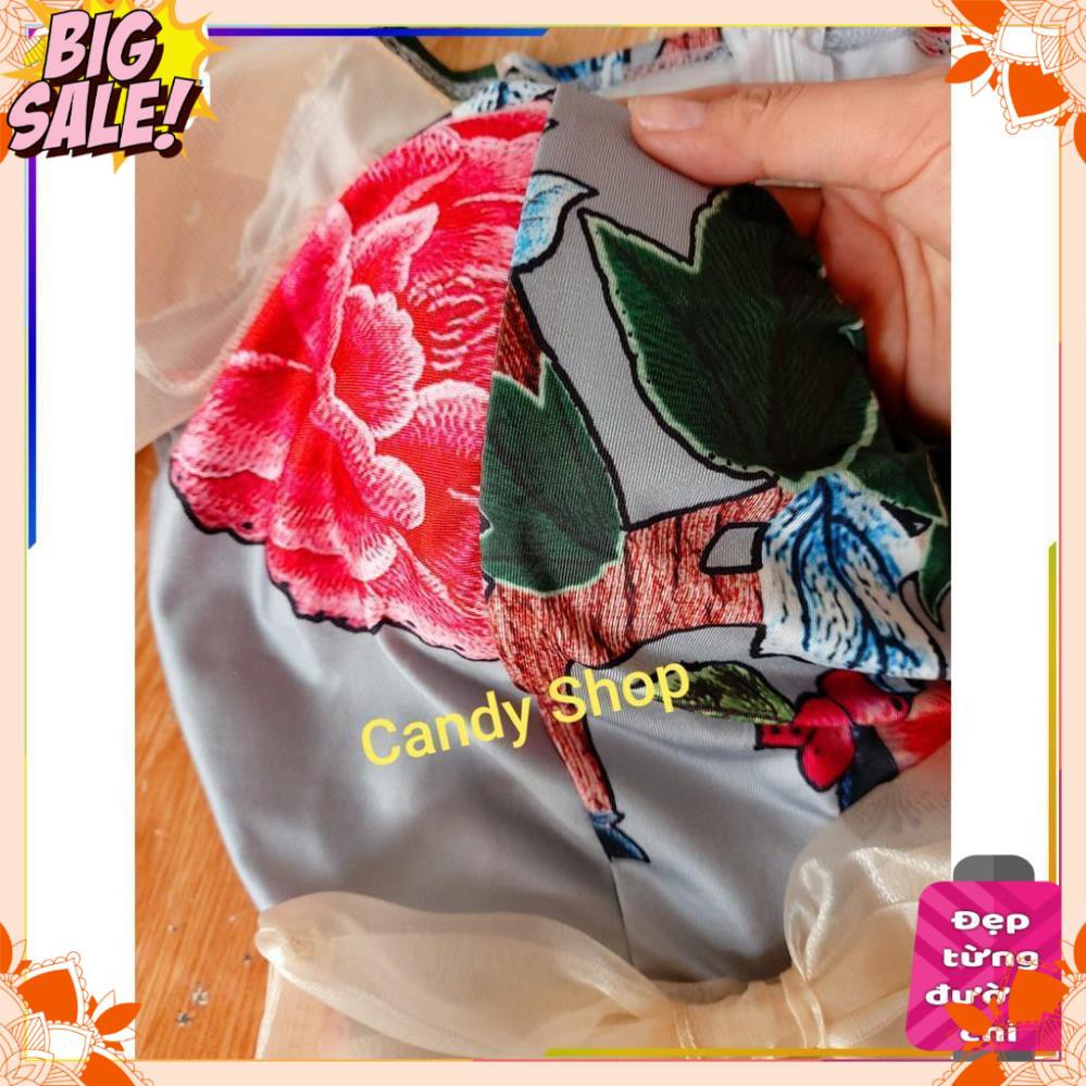 [HÀNG CAO CẤP] Đầm body hoa hồng tay phồng phối nơ kèm Mút + Ảnh thật | BigBuy360 - bigbuy360.vn