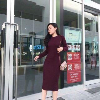 Combo váy len tăm + quần tất Nga