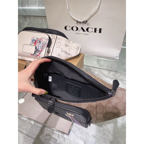 Túi bao tử đeo chéo đeo eo cho nam và nữ thương hiệu Coach da thật cao cấp