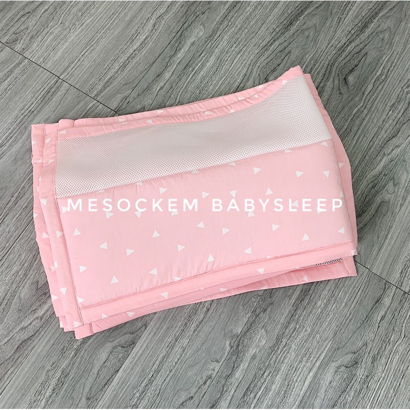 Bộ quây cũi lưới 3d thoáng khí và ga chun bọc đệm 100% Cotton Hàn Quốc cho bé