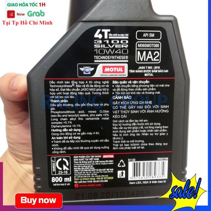 Nhớt Máy Chính Hãng Motul 3100 Sliver 4T 10W40 0.8L - Nhớt Pháp Cao Cấp Dành Cho Xe Số Côn Tay