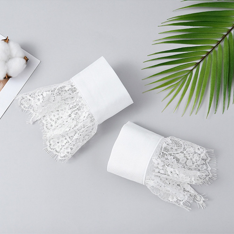 Han Áo Sweater Giả Lông Mi Tay Áo Rời Rời Rời Được Trang Trí Ren Hoa Kiểu Hàn Quốc Ngọt Ngào Cho Nữ