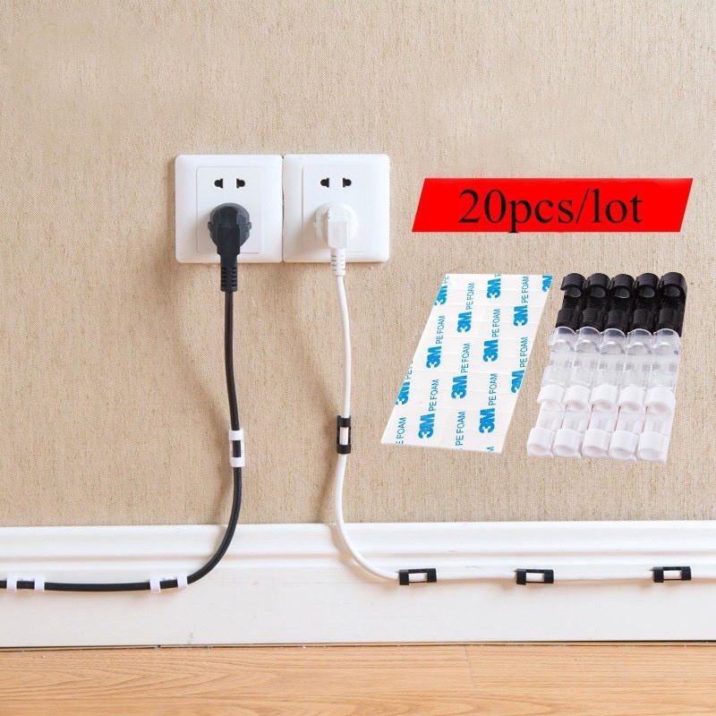 Bộ 20 Miếng Dán Tường Đi Dây Điện - Kẹp Cố Định Nút Giữ Luồn Dây Điện Gọn Gàng 88068 Shop Đức Tài Store