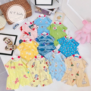 Bộ sơ sinh tole/lanh thái cộc tay cài khuya cúc giữa siêu mềm mát cho bé trai bé gái