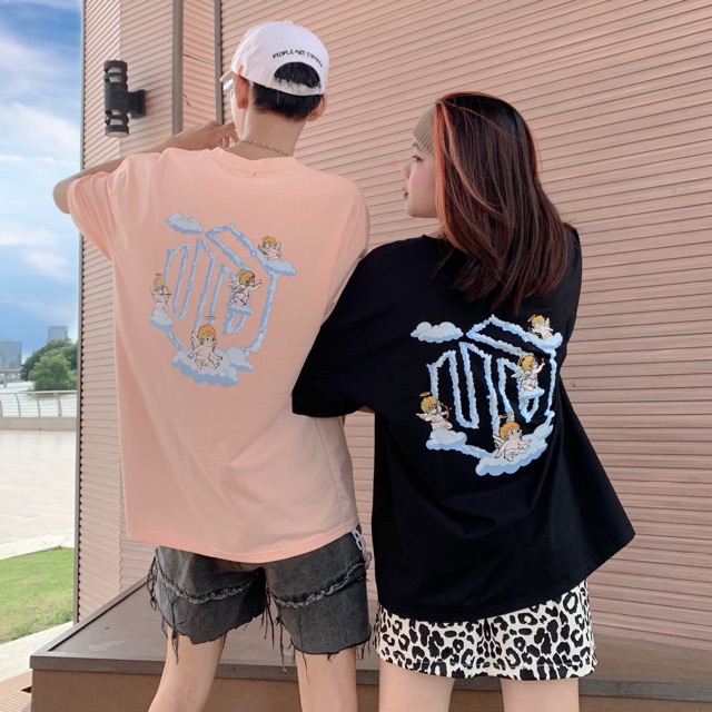 Áo thun in thiên thần UPDOWN form oversize Unisex chất liệu thun cotton 4 chiều dày dặn (3 màu )