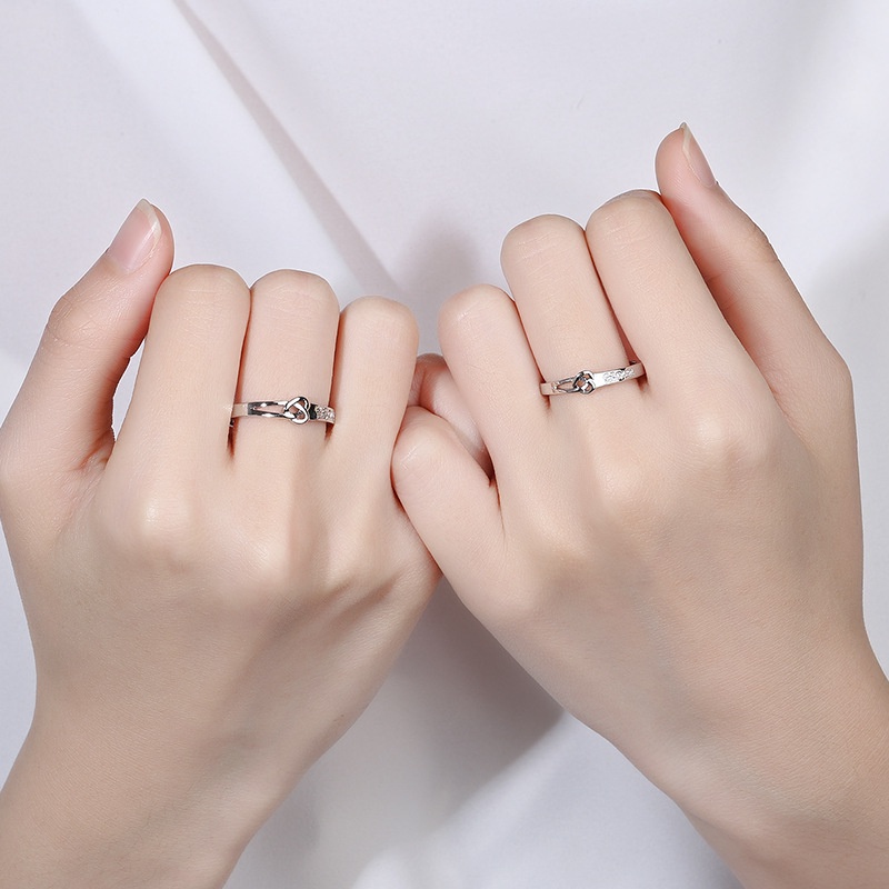 1 Cặp Nhẫn Hở Đồng Đính Đá Zircon Hình Vương Miện Dễ Điều Chỉnh Cho Cặp Đôi