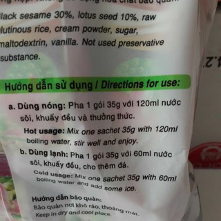 Bột Mè Đen Hạt Sen Có Đường Bịch 10 Gói