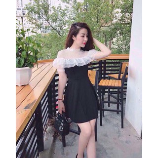 Bigsale Đầm xòe phối ren bi