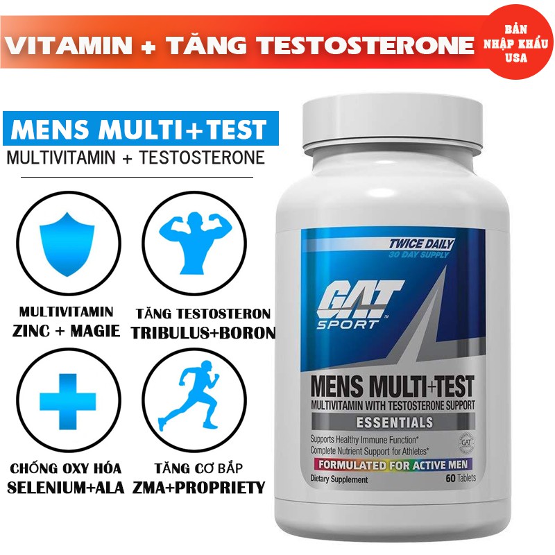 GAT Sport Men's Multi +Test bổ sung multivitamin kết hợp tribulus và boron