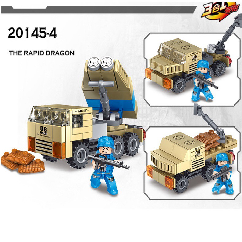 [740 CHI TIẾT] Bộ Lego lắp ráp xếp hình XE TĂNG THIẾT GIÁP 4 NÒNG SÚNG TOP LEVEL, HỘP 8 TRONG 1