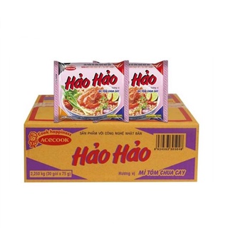 [HÀNG MỚI] Mì Hảo Hảo 1 thùng (30 gói × 75g) / Thùng mì ăn liền HaoHao tôm chua cay HSD 5 tháng