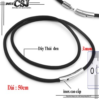 Dây chuyền nam đen của Thái 3mm với 2 đầu khóa inox cao cấp không đen