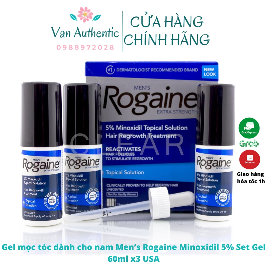 Gel mọc tóc dành cho nam Rogaine Extra Strength Hộp 3 chai