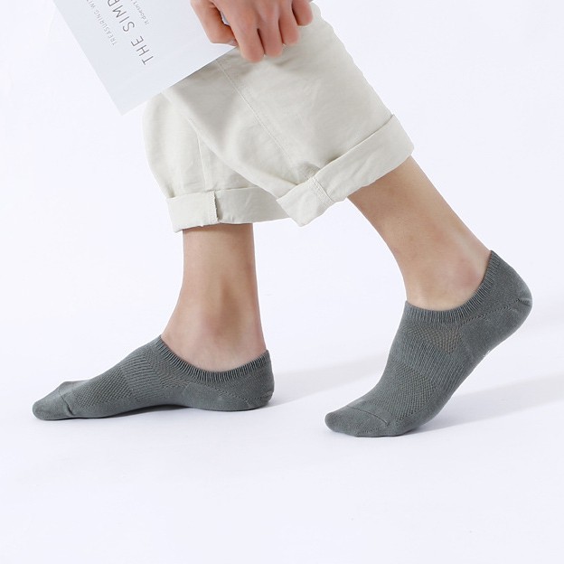 Tất (vớ) nam cổ ngắn màu trơn chất cotton hãng Pierpolo thiết kế lưới kép thông thoáng chống hôi chân