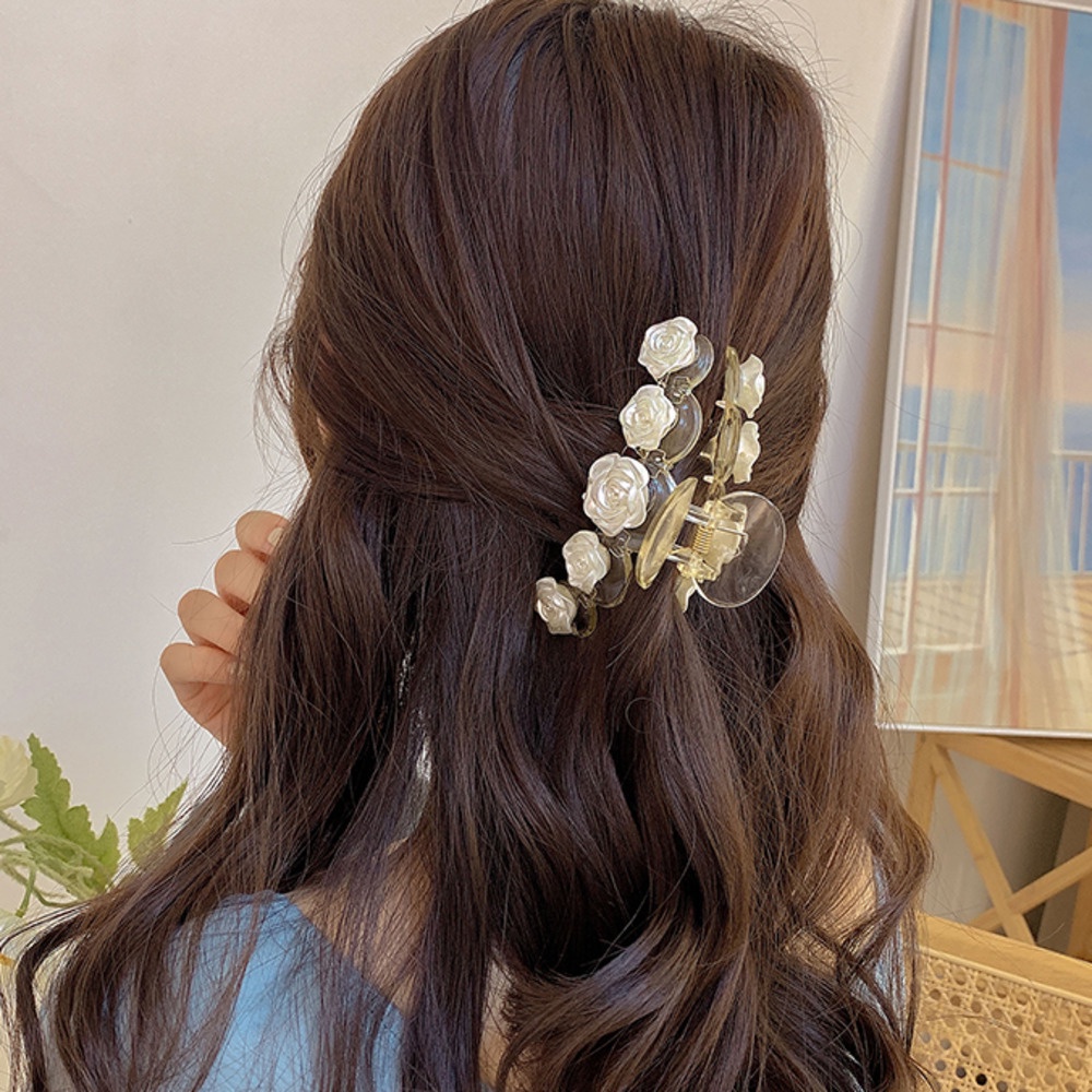 Mới Kẹp Tóc Hình Cá Mập Đính Hoa Trà Thơm Sang Trọng Cho Nữ