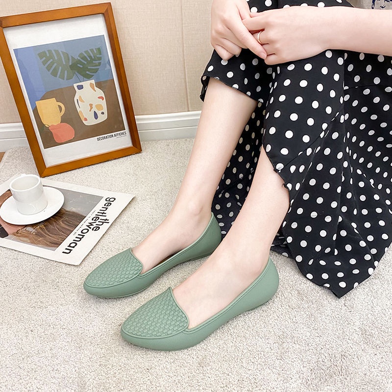 Giày Búp Bê Đế Bằng Chống Thấm Nước Thời Trang Công Sở Cho Nữ