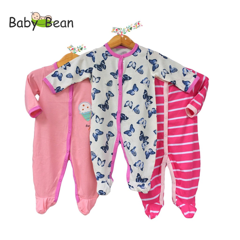 Bộ Bodysuit Thun Cotton Dài Liền Tất Bé Sơ Sinh Gái BabyBean (MẪU NGẪU NHIÊN)