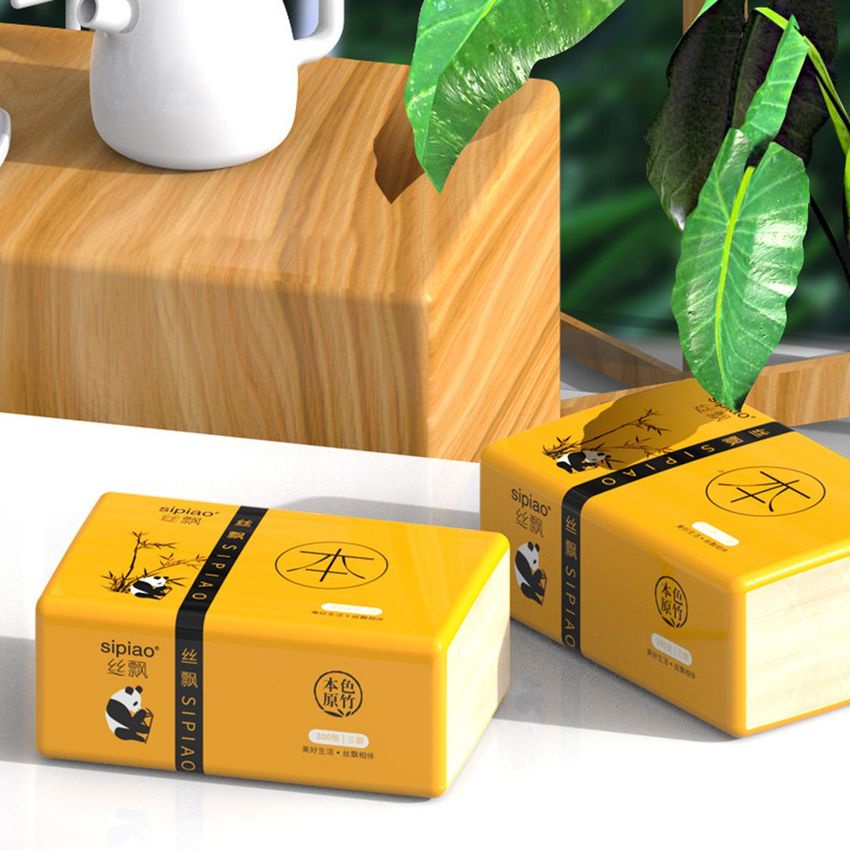 Giấy Ăn Gấu Trúc Sipiao Khăn Giấy Khô Siêu Dai Từ Sợi Tre Siêu Mềm 300 Tờ Giấy Vệ Sinh Thấm Nước Không Rách Kotic_shop