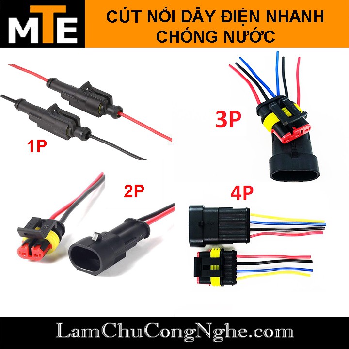 Cặp jack nối dây điện 1P, 2P, 3P, 4P chống nước dùng cho xe máy, xe hơi ô tô