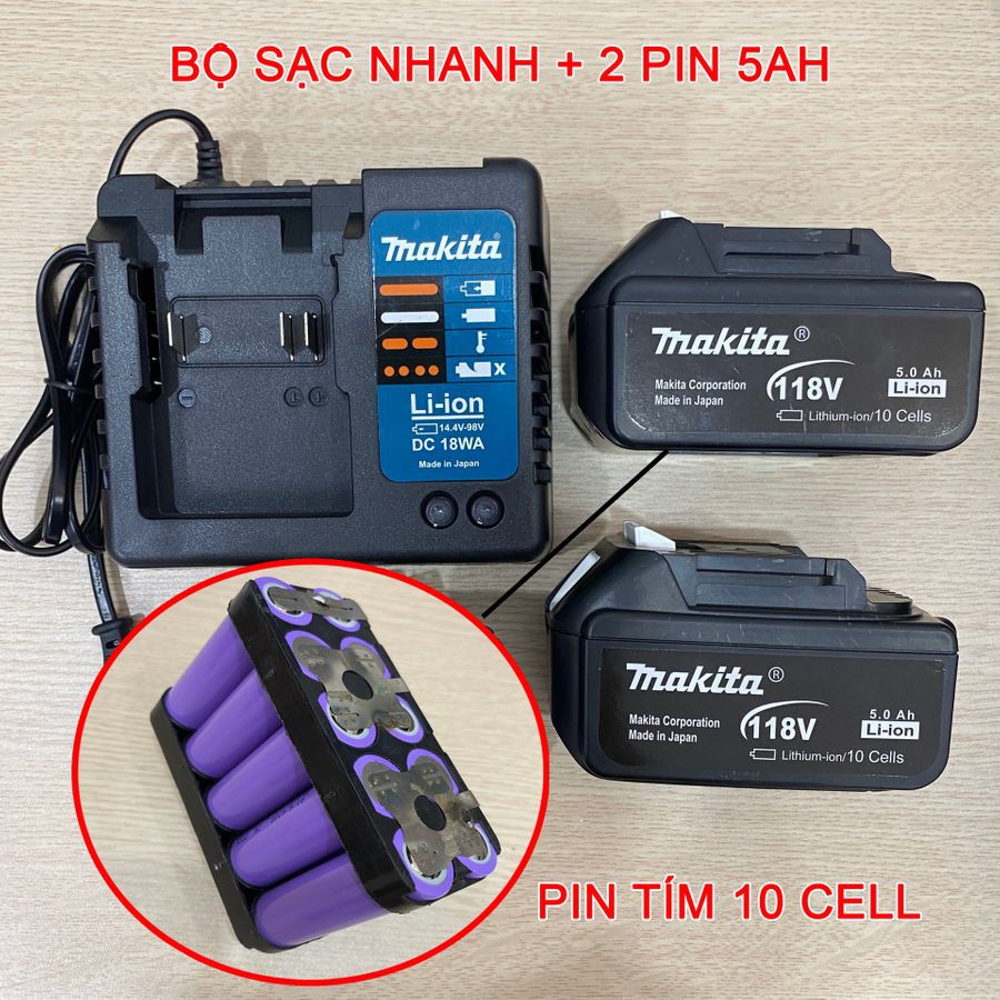 Máy siết bulong Ma.ki ta 198V Model 2021 mới - Máy vặn vít động cớ không chổi than tặng full phụ kiện như hình