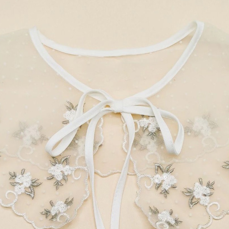 Cổ Áo Rời Phối Ren Màu Trắng Thời Trang Cho Nữ