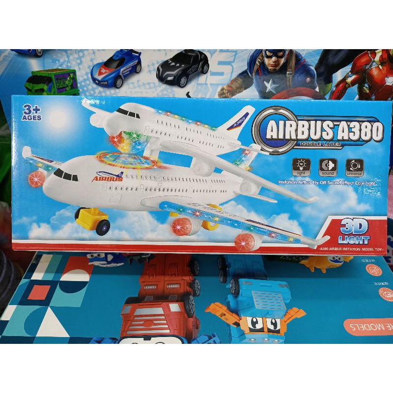 W248-20 Mô hình Máy bay 2 tầng AIRBUS A380 biết đi, có nhạc và đèn phát sáng (có pin đi kèm)