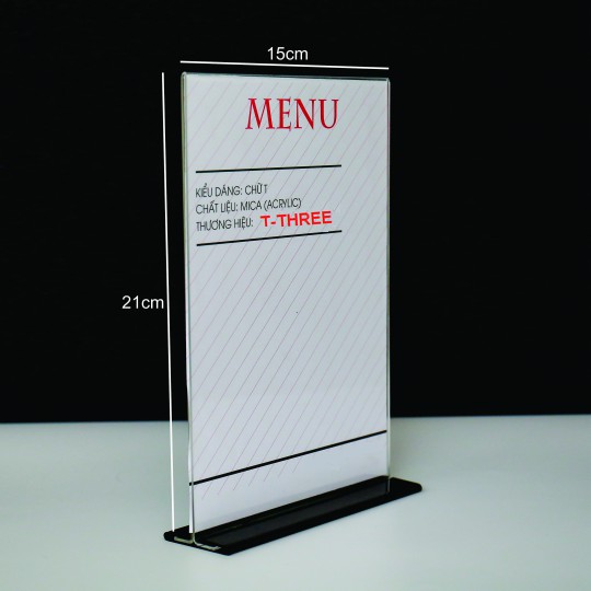 MICA ĐỂ BÀN A5 CHỮ T, KIỂU ĐỨNG, CHÂN ĐẾ LÙA DẠNG UỐN KT: 21X15CM | Shopee Việt Nam