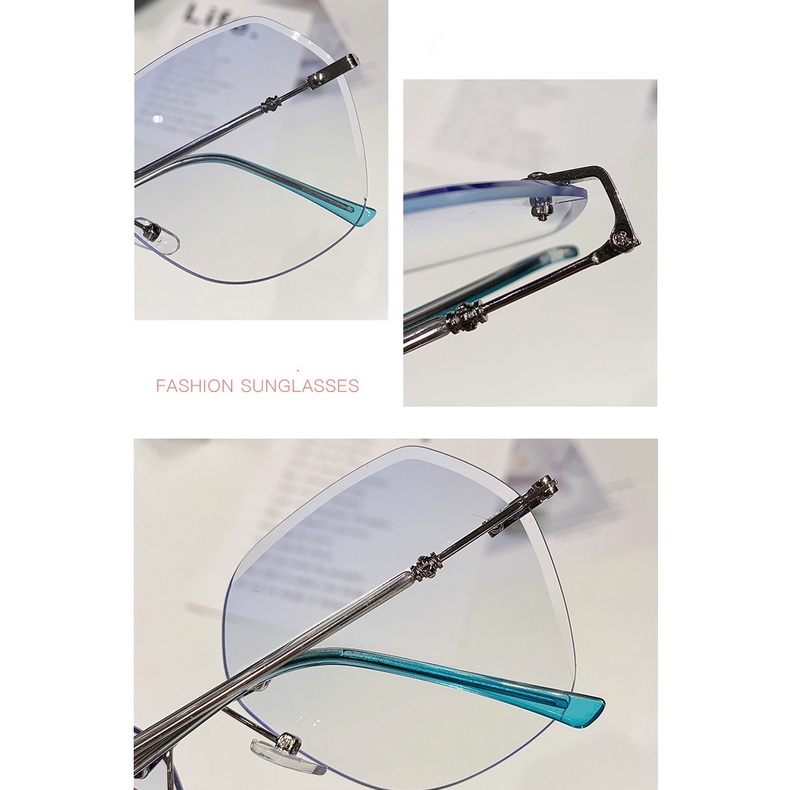 Kính cận thị nữ thời trang Kính cận thị không khung kim loại Kính cận thị độ-100 ° đến-600 °