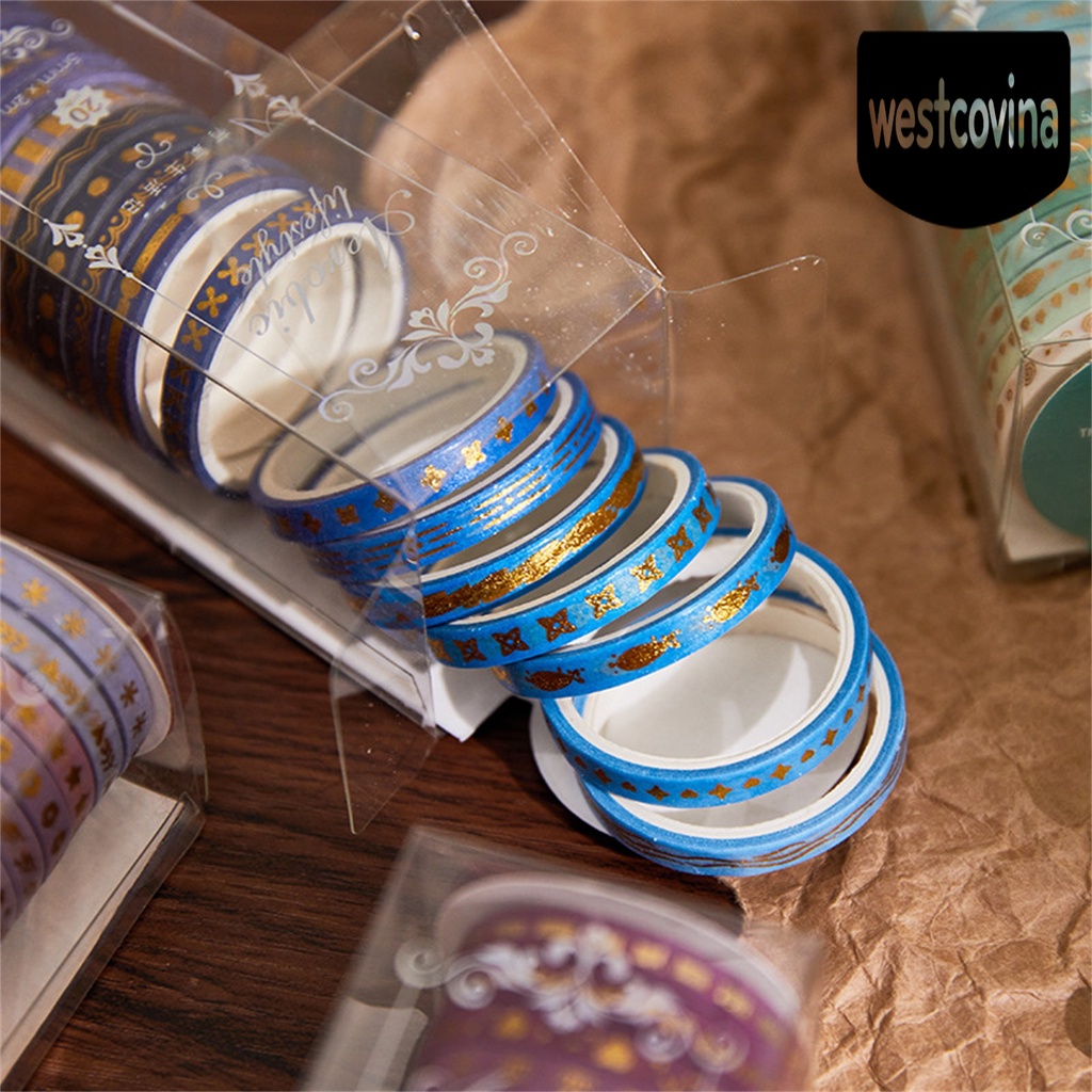 Phương Tây✎Set 20 Cuộn Băng Dính Washi Trong Suốt In Họa Tiết Cổ Điển Dùng Làm Đồ Thủ Công DIY