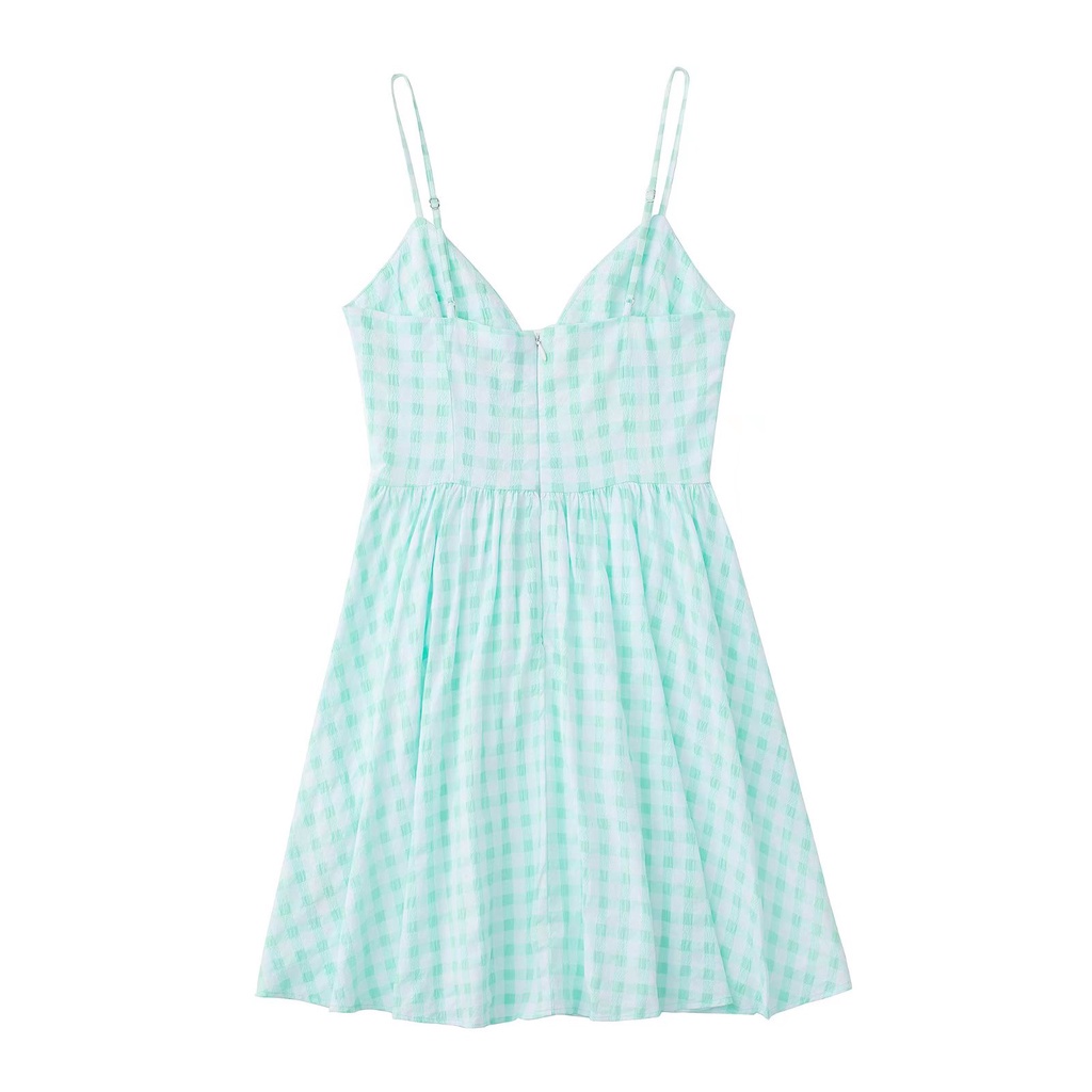Đầm Zara 2 dây ô xanh thêu xinh xắn DO2HDG50N10 Hot