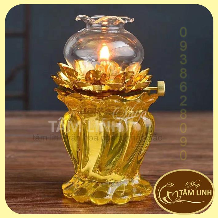 Đèn dầu thờ cúng hoa sen 033 cao 15 cm