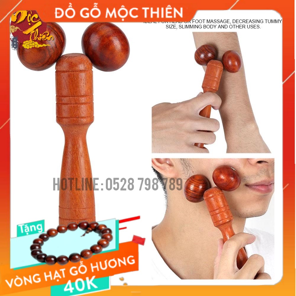 Cây Lăn Mặt - Mũi, Massage Huyệt đạo đa năng Gỗ Hương Đỏ Cao cấp(Hàng chuẩn đẹp)