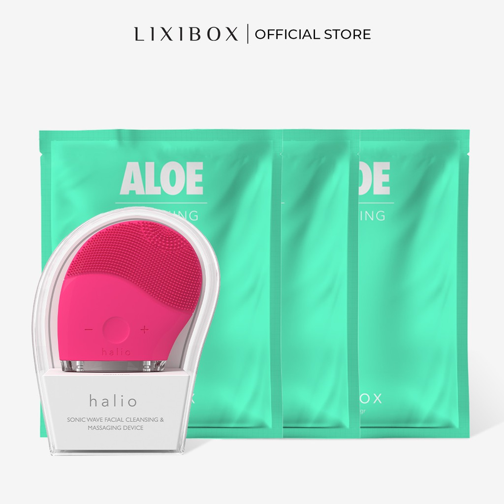 Combo Máy Rửa Mặt Halio Original và 3 Mặt nạ dưỡng da Lixibox - Aloe (23gr/mặt nạ) | BigBuy360 - bigbuy360.vn